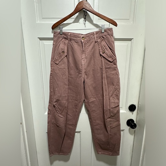 Free People Free Laredo Pleated Pant High Rise Cropped Twill Retro Sz 31 NWOT - Picture 4 of 6